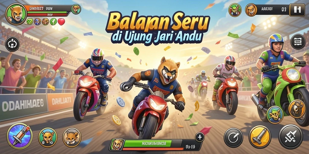 Tampilan gameplay balapan menegangkan di DAHLIA77.