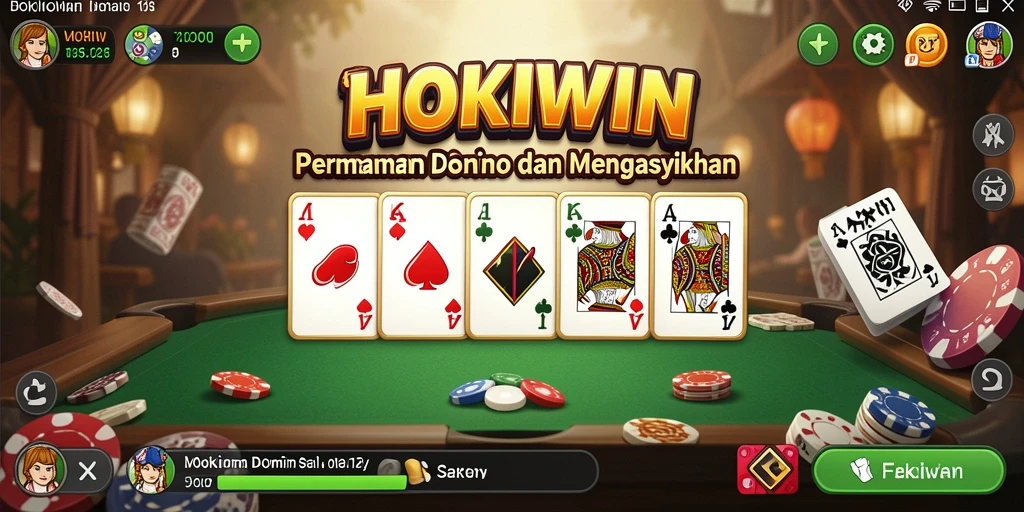 Screenshot HOKIWIN menampilkan gameplay menarik Domino.