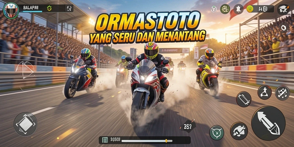 Tampilan menarik dari gameplay ORMASTOTO dengan aksi balap motor yang mendebarkan.