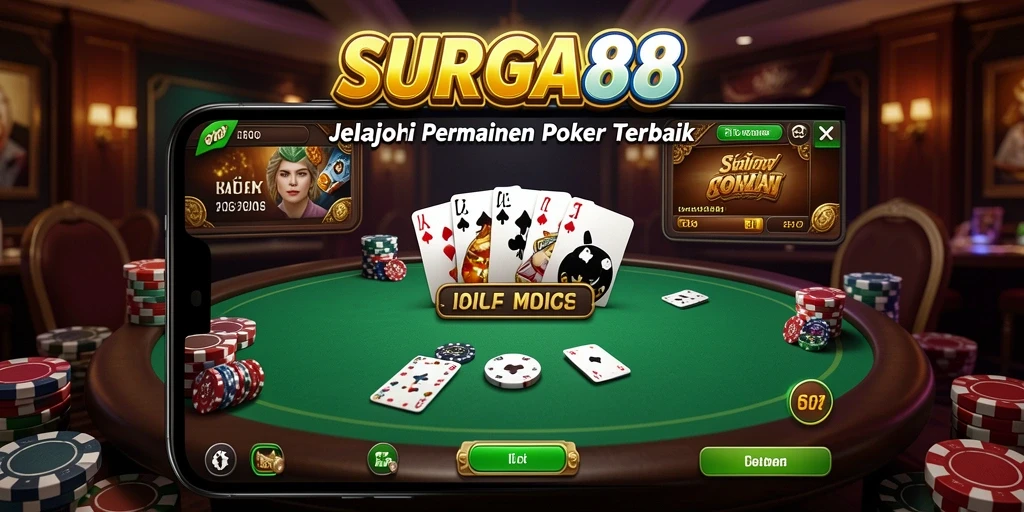 Tampilan gameplay poker yang mendebarkan dalam SURGA88.