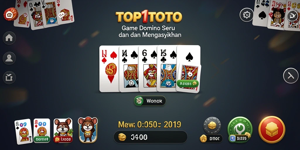 Gameplay TOP1TOTO menampilkan serunya permainan Domino dengan teman-teman.