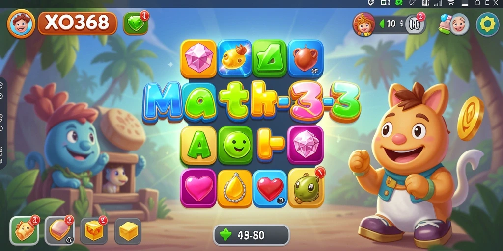 Tampilan gameplay menarik dari XO368 saat mencocokkan permata.